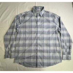 Calvin Klein Mens L Plaid Dress Shirt Long Sleeve Regular Fit Wrinkle Free‎